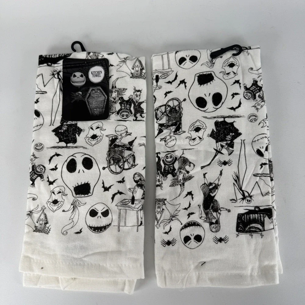 Disney Nightmare Before Christmas 30th Anniv Kitchen Towel Lot of 2 100% Cotton